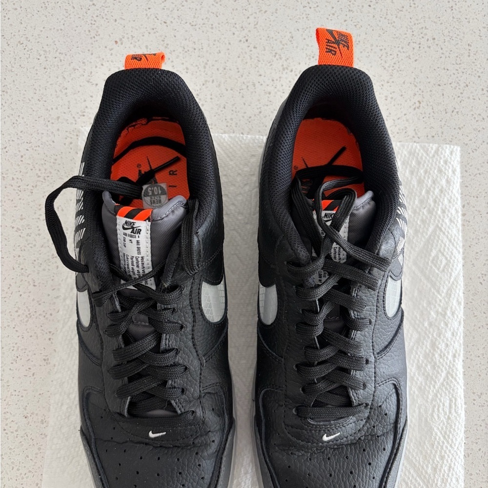 Nike Air Force 1 Men’s Black and Silver Sneakers - Picture 4 of 8